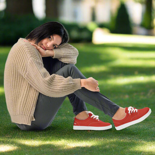 Woman sitting in the park on a sunny day wearing Bold Elegance Lace-Ups