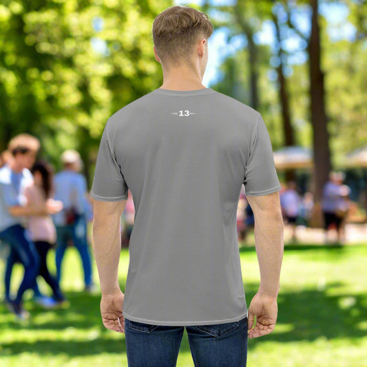 Man wearing Bold Essentials Crew Neck Tee in the park back view