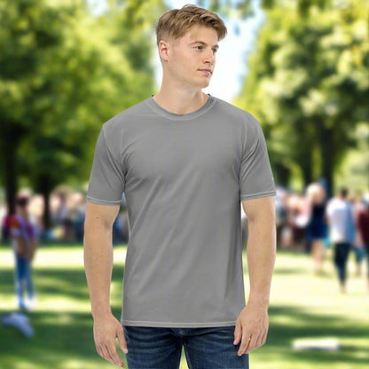 Man wearing Bold Essentials Crew Neck Tee in the park front view