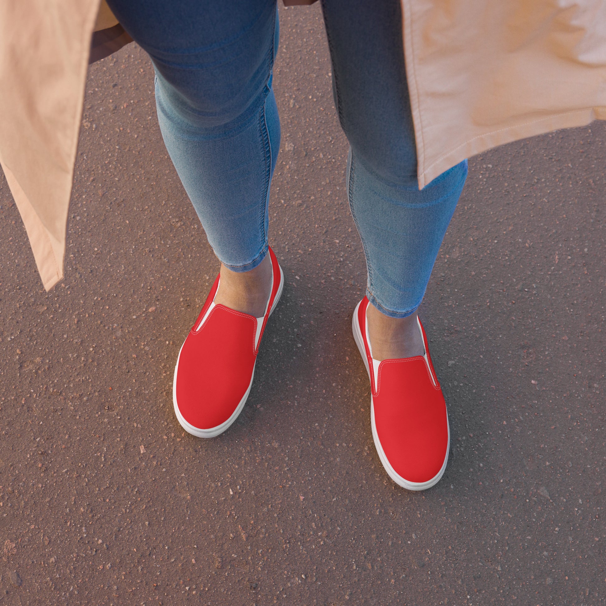 top view of Crimson Glide Slip-Ons