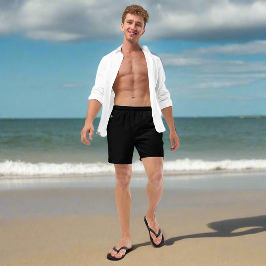 Man wearing Eco-Friendly Endurance Swim Trunks front view