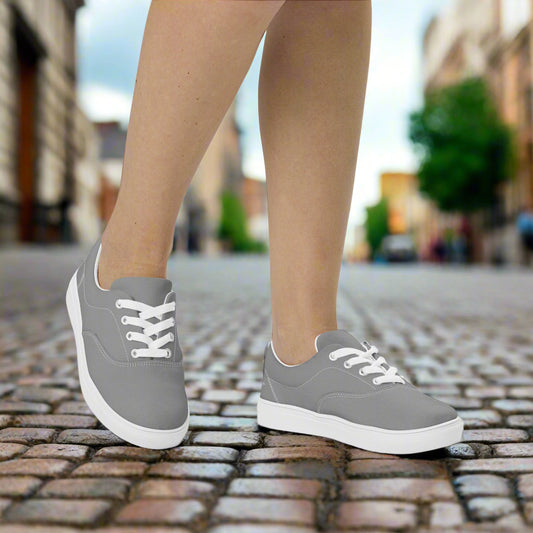 woman walking in Elevate Lace-Up Canvas Shoes