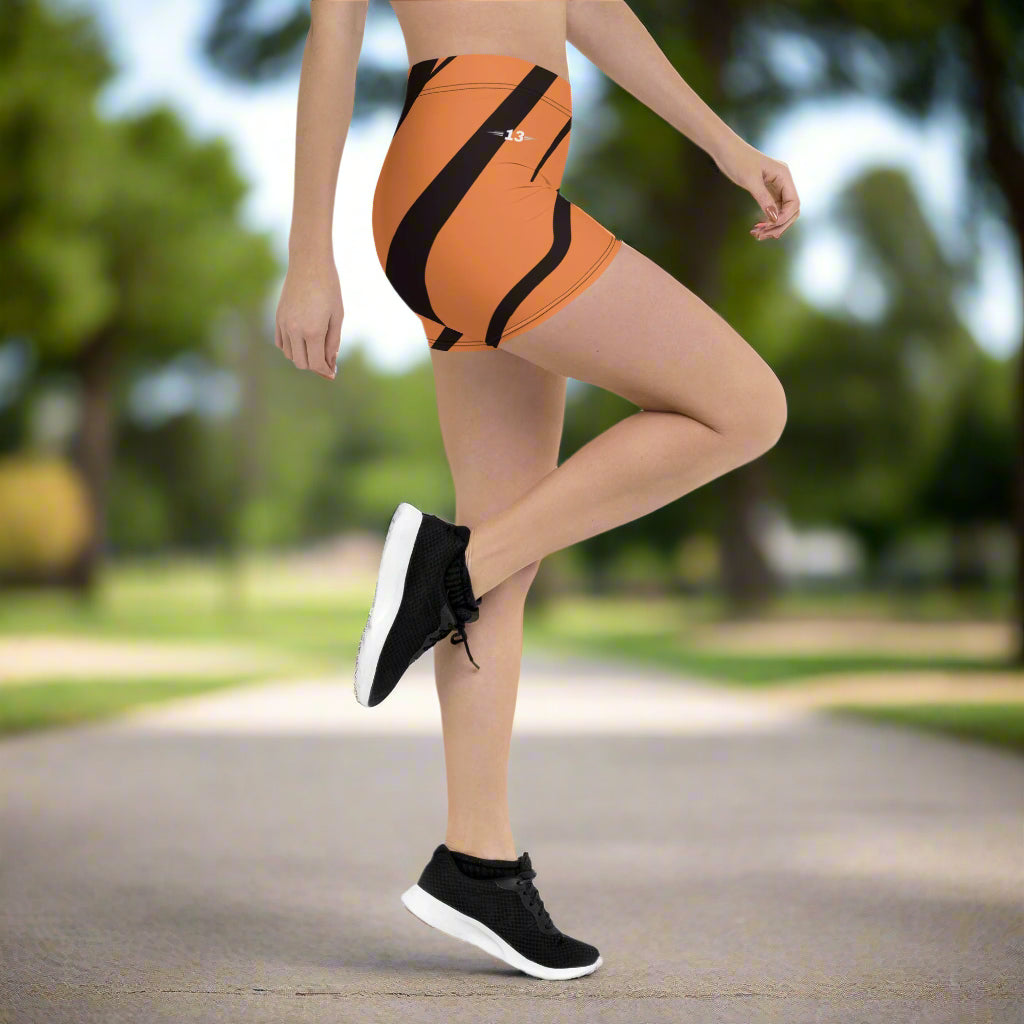 woman wearing Fierce Stride Athletic Shorts right view