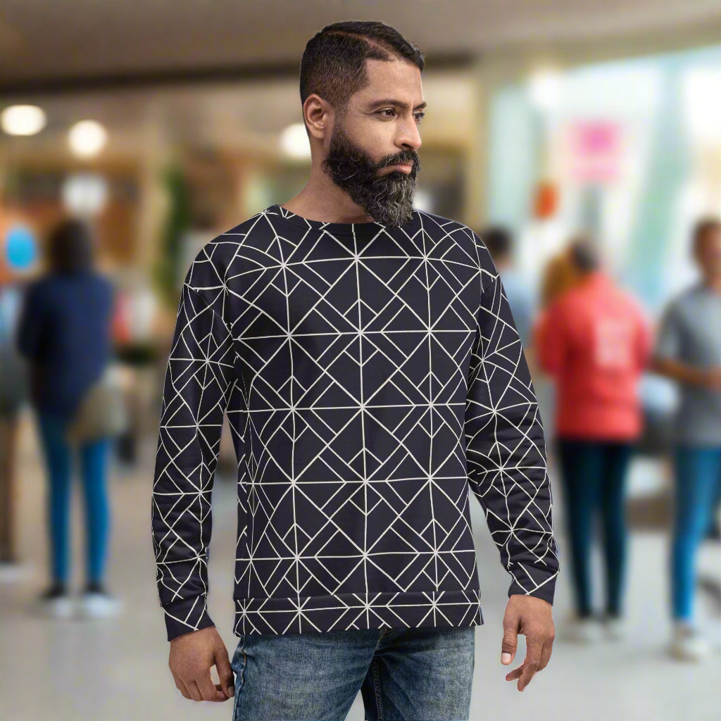 man wearing Geometric Horizon Crew front view