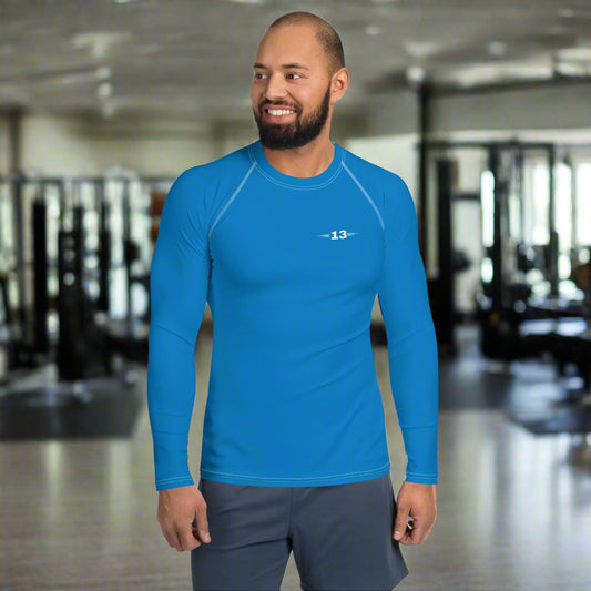 Man wearing Men’s Blue Rash Guard front view