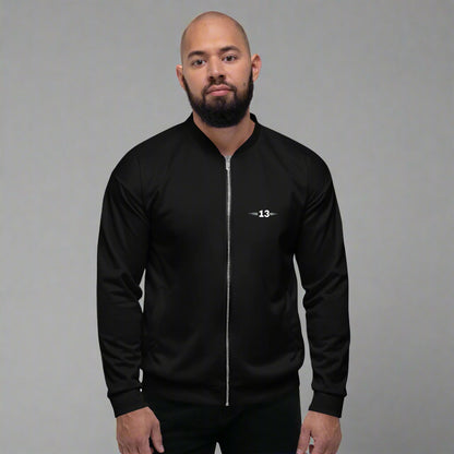 man wearing black Power Statement Bomber Jacket