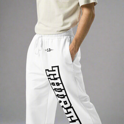 Closeup view on the left side of Retro Vibes Unisex Wide-Leg Joggers