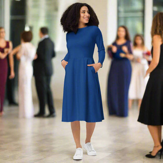 Royal Essence Midi Dress from 13 Clothing Company. In a captivating shade of deep blue