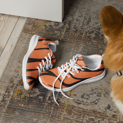 cat watches Savannah Stride Athletic Shoes on the floor