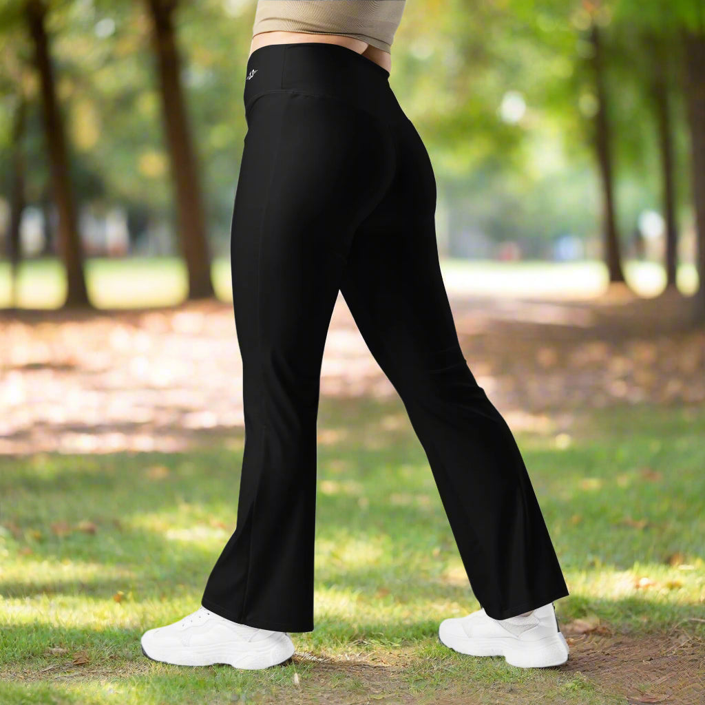 woman in Stay True Flare Leggings showing of back side