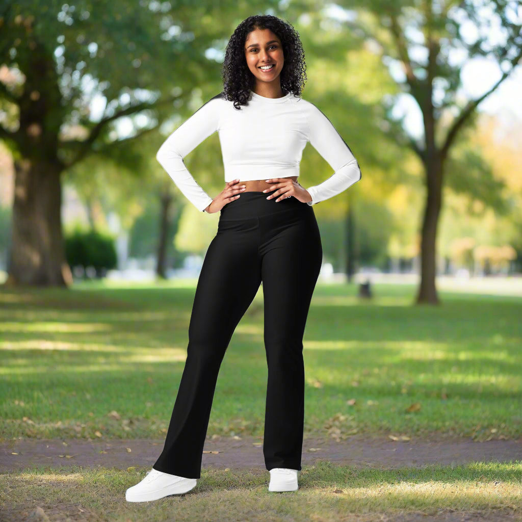 Woman standing in Stay True Flare Leggings front view