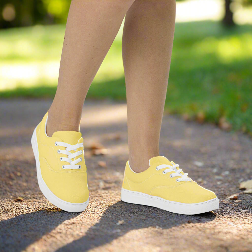 Woman walking in the park in Sunlit Grace Lace-Ups