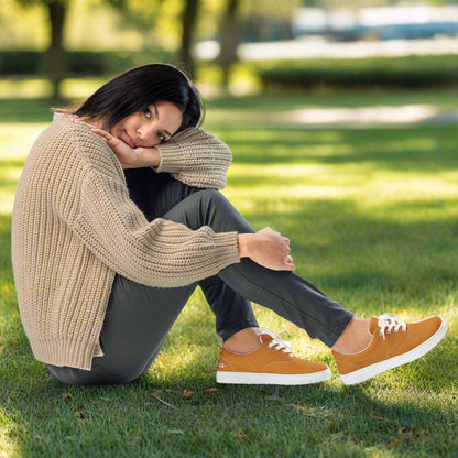 Woman sitting wearing The Empower Lace-Ups