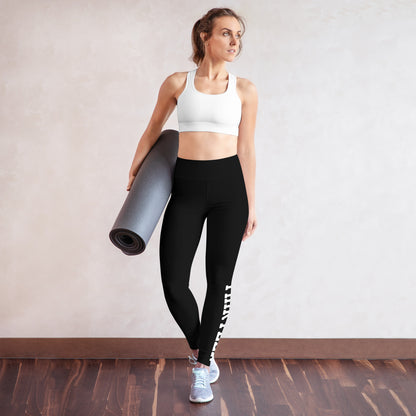 Woman wearing Thirteen Premium Black Yoga Leggings front view