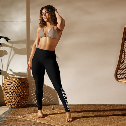 Model wearing Thirteen Premium Black Yoga Leggings