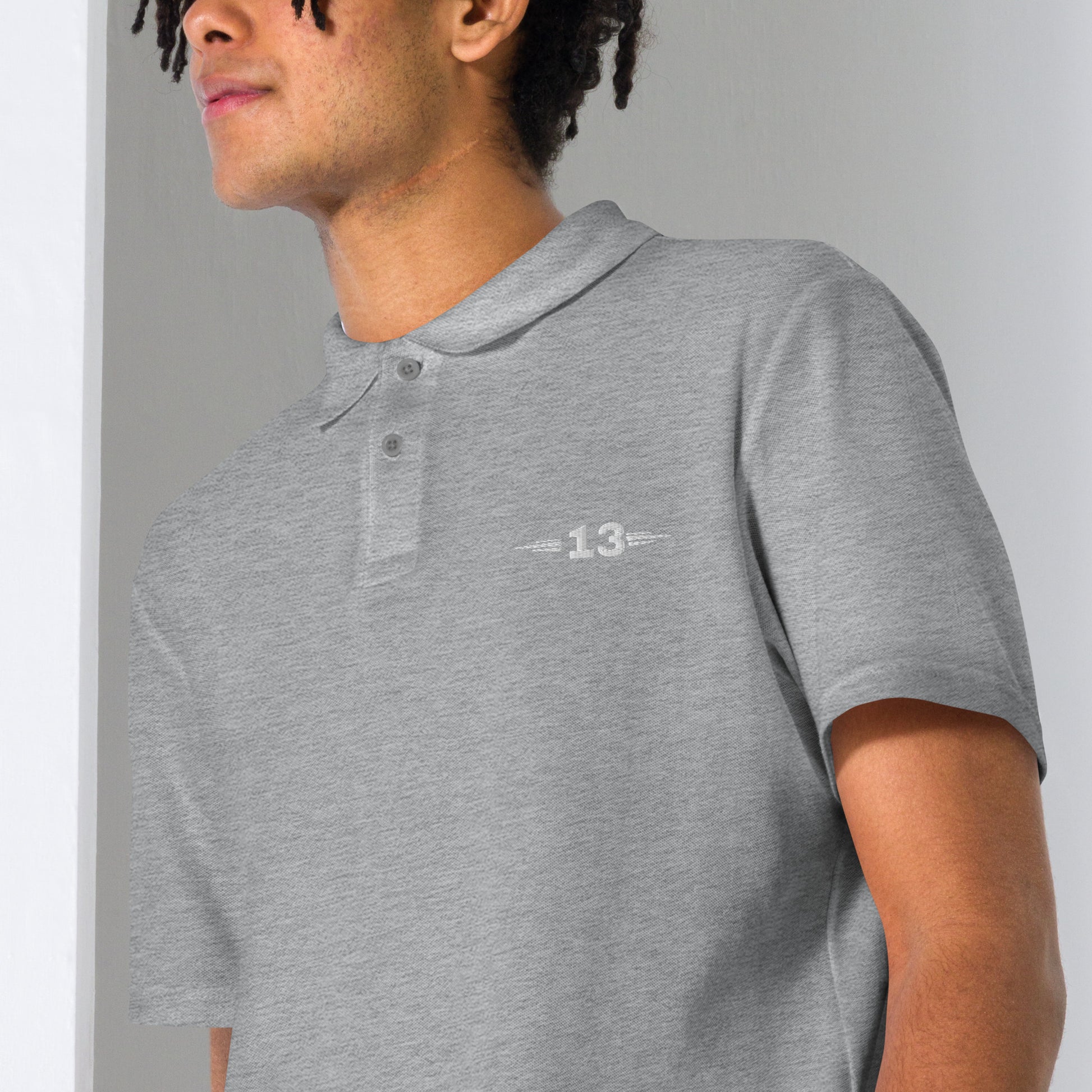 Timeless Unisex Pique Polo Grey front view