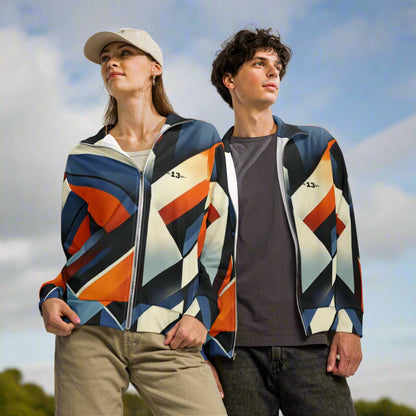 couple wearing Unisex Eco Track Jacket front view