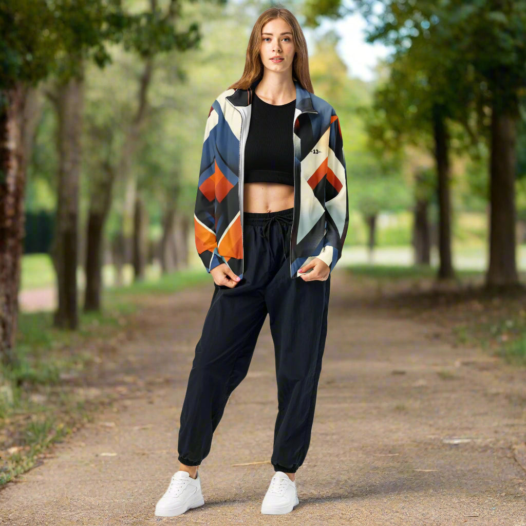 woman wearing Unisex Eco Track Jacket front view