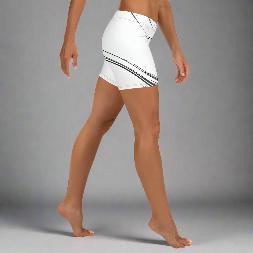 woman wearing White Velocity Performance Shorts right view