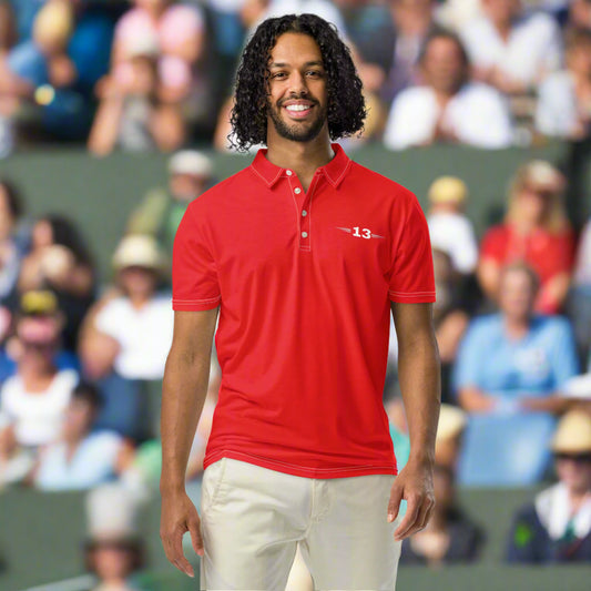 Man wearing Bold Red Legacy Polo front view