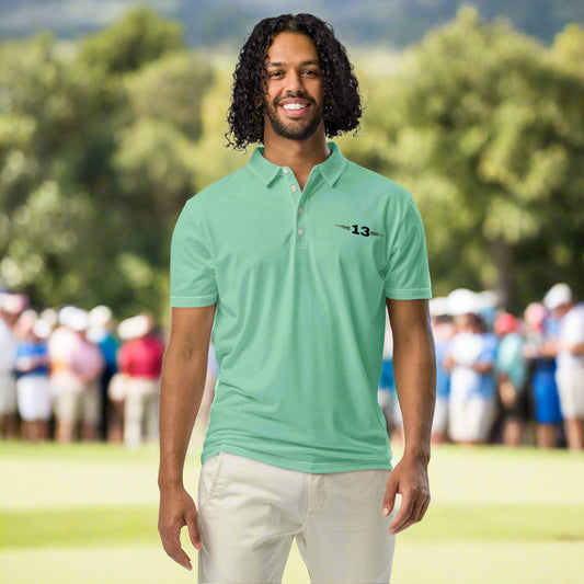 Man wearing Mint Vibe Slim Fit Polo 